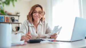 Business owner completing her profit and loss statement