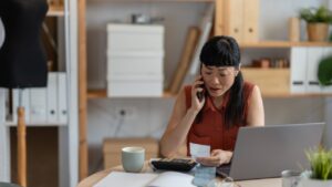 Business owner focusing on cash flow management for her business