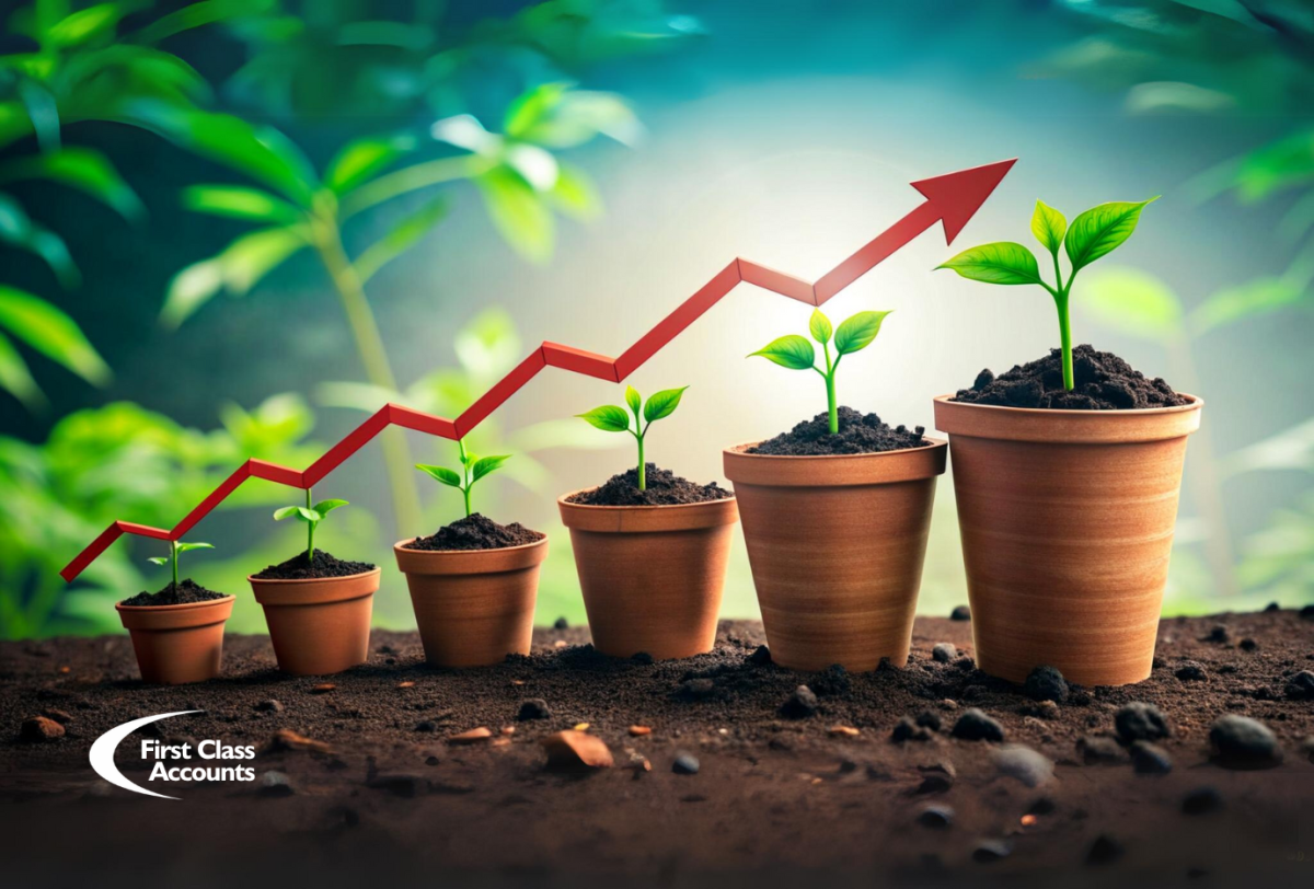 australian small business growth shown with potted plants growing like profits